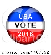 Clipart Of A Red White And Blue Patriotic American USA Vote 2016 Button On A White Background Royalty Free Illustration