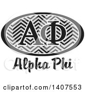 Clipart Of A Grayscale College Alpha Phi Sorority Organization Design Royalty Free Vector Illustration