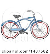 Clipart Of A Cartoon Blue Bicycle Royalty Free Vector Illustration