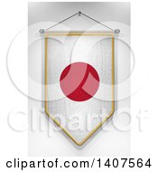 3d Hanging Japanese Flag Pennant On A Shaded Background