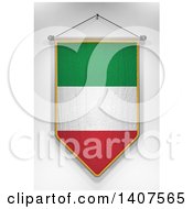 Poster, Art Print Of 3d Hanging Italian Flag Pennant On A Shaded Background