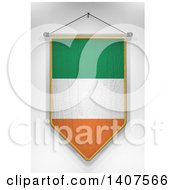 Poster, Art Print Of 3d Hanging Irish Flag Pennant On A Shaded Background