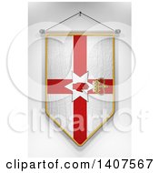 Poster, Art Print Of 3d Hanging Northern Ireland Flag Pennant On A Shaded Background