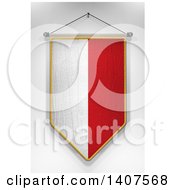 3d Hanging Poland Flag Pennant On A Shaded Background