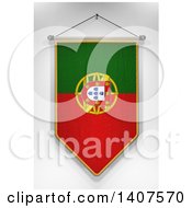 3d Hanging Portuguese Flag Pennant On A Shaded Background
