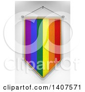 Poster, Art Print Of 3d Hanging Rainbow Flag Pennant On A Shaded Background