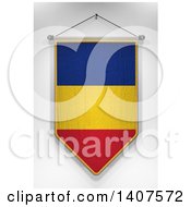 Poster, Art Print Of 3d Hanging Romanian Flag Pennant On A Shaded Background