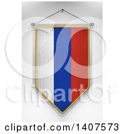 3d Hanging Russian Flag Pennant On A Shaded Background