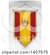 Poster, Art Print Of 3d Hanging Spanish Flag Pennant On A Shaded Background