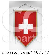Poster, Art Print Of 3d Hanging Swiss Flag Pennant On A Shaded Background