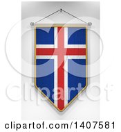 Poster, Art Print Of 3d Hanging Icelander Flag Pennant On A Shaded Background