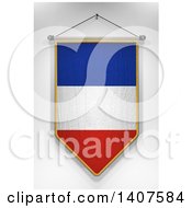 Poster, Art Print Of 3d Hanging French Flag Pennant On A Shaded Background