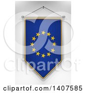 Poster, Art Print Of 3d Hanging European Flag Pennant On A Shaded Background