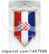 Poster, Art Print Of 3d Hanging Croatian Flag Pennant On A Shaded Background