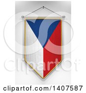 Poster, Art Print Of 3d Hanging Czech Flag Pennant On A Shaded Background