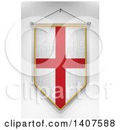 Poster, Art Print Of 3d Hanging English Flag Pennant On A Shaded Background