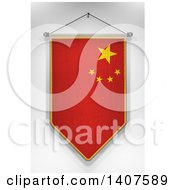 Poster, Art Print Of 3d Hanging Chinese Flag Pennant On A Shaded Background