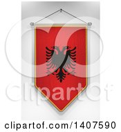 Poster, Art Print Of 3d Hanging Albanian Flag Pennant On A Shaded Background