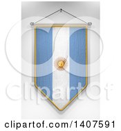 3d Hanging Argentine Flag Pennant On A Shaded Background