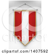 3d Hanging Austrian Flag Pennant On A Shaded Background