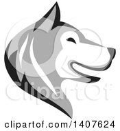 Retro Alaskan Malamute Husky Dog Head In Profile