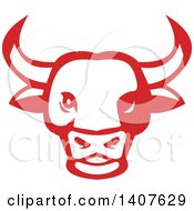 Clipart Of A Retro White And Red Bull Head Royalty Free Vector Illustration