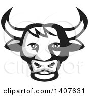 Retro Grayscale Bull Head