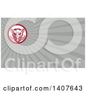 Clipart Of A Retro Wild Boar Head And Gray Rays Background Or Business Card Design Royalty Free Illustration