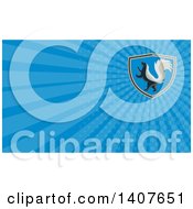 Clipart Of A Rampant Skunk And Blue Rays Background Or Business Card Design Royalty Free Illustration