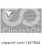 Clipart Of A Skunk Head Shield And Gray Rays Background Or Business Card Design Royalty Free Illustration by patrimonio