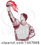 Poster, Art Print Of Retro Spanish Conquistador Holding Up A Torch