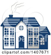 Poster, Art Print Of Retro Home Facade With Smoke Rising From The Chimney