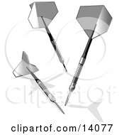 Three Darts Over White Clipart Illustration
