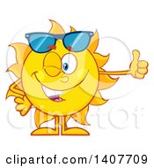 Clipart Of A Yellow Summer Time Sun Character Mascot Winking And Giving A Thumb Up Royalty Free Vector Illustration