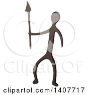 Clipart Of A Prehistoric Caveman Holding A Spear Petroglyph Royalty Free Vector Illustration by visekart