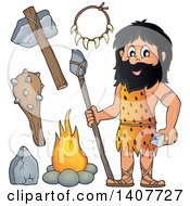 Poster, Art Print Of Caveman And Accessories