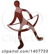 Clipart Of A Prehistoric Caveman Holding A Bow Petroglyph Royalty Free Vector Illustration