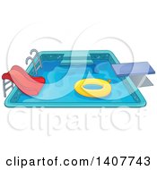 Poster, Art Print Of Swimming Pool With A Ladder Slide Diving Board And Inner Tube