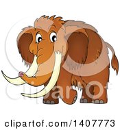 Clipart Of A Cute Walking Woolly Mammoth Royalty Free Vector Illustration