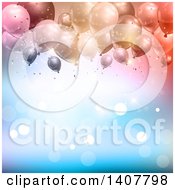 Poster, Art Print Of Background Of Confetti And Party Balloons Over Blue With Flares