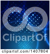 Poster, Art Print Of Blue Technology Background With A Lattice Design And Flares