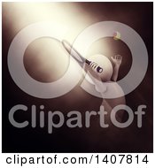 Clipart Of A 3d White Man Playing Tennis In Dramatic Lighting Royalty Free Illustration by KJ Pargeter