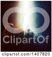 Clipart Of Dramatic Lighting Shining Down On 3d Sports Balls Royalty Free Illustration by KJ Pargeter