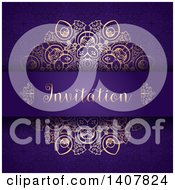 Poster, Art Print Of Purple And Gold Ornate Invitation Design