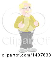 Poster, Art Print Of Cartoon Balding Blond White Man Smiling