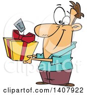 Cartoon White Man Holding Out A Gift For His Dad