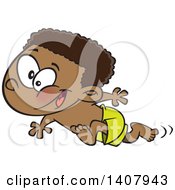 Poster, Art Print Of Cartoon Black Boy Running On A Beach