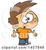 Cartoon Whining Caucasian Boy Shrugging And Asking Why