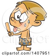 Poster, Art Print Of Cartoon Hot Sweaty Boy Eating A Popsicle