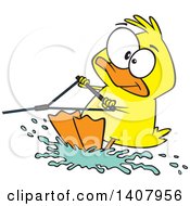 Poster, Art Print Of Cartoon Duck Water Skiing